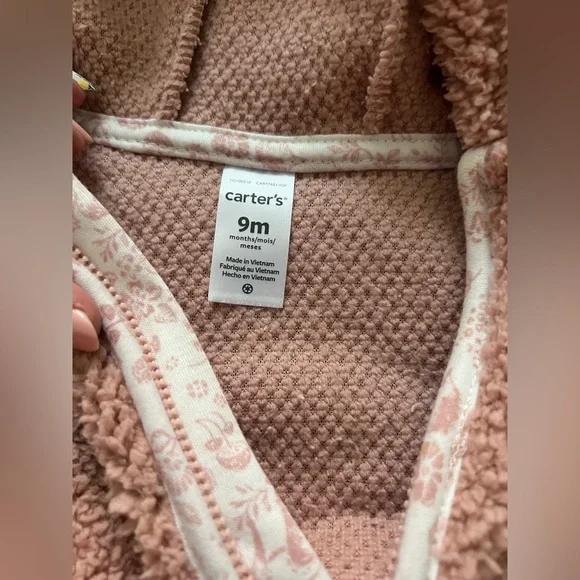 Carters Hooded One Piece Pink 9 Months - Picture 5 of 6